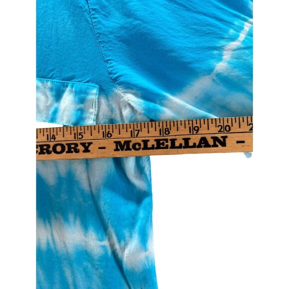 Calvin Klein Womens Top Small V Neck Tye Dyed Roll Tab Long Sleeve Blue Epaulet - Picture 8 of 10